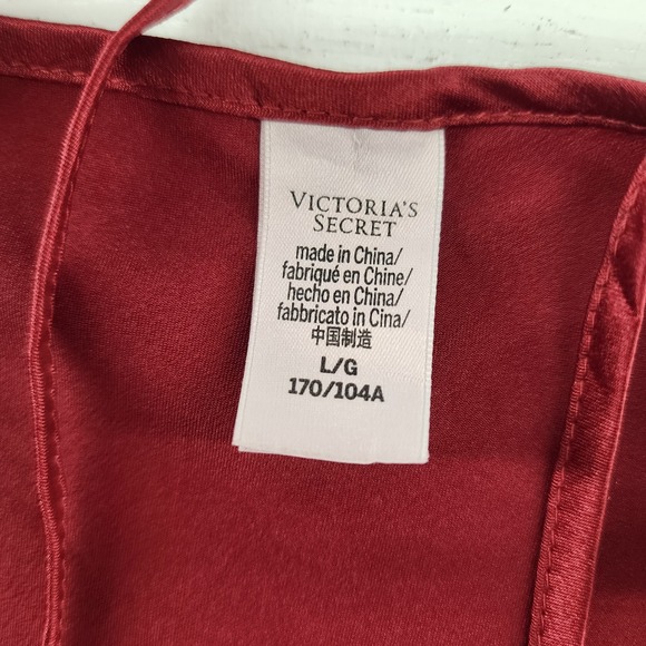 Victoria's Secret Size L | Red Satin Lace Trim Chemise Nightgown Lingerie - Picture 5 of 6